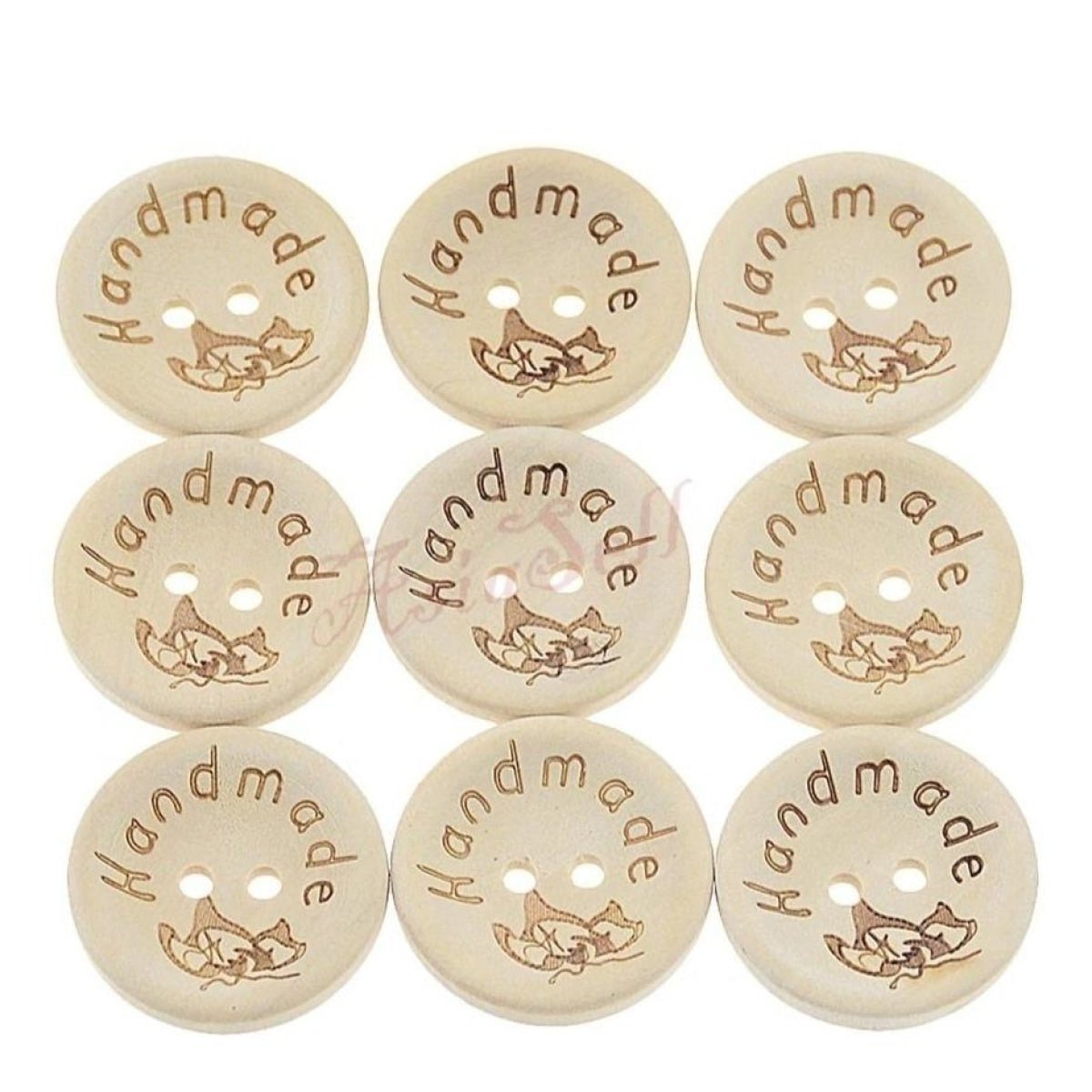 25 Leaf Design Round Wooden Buttons 25mm