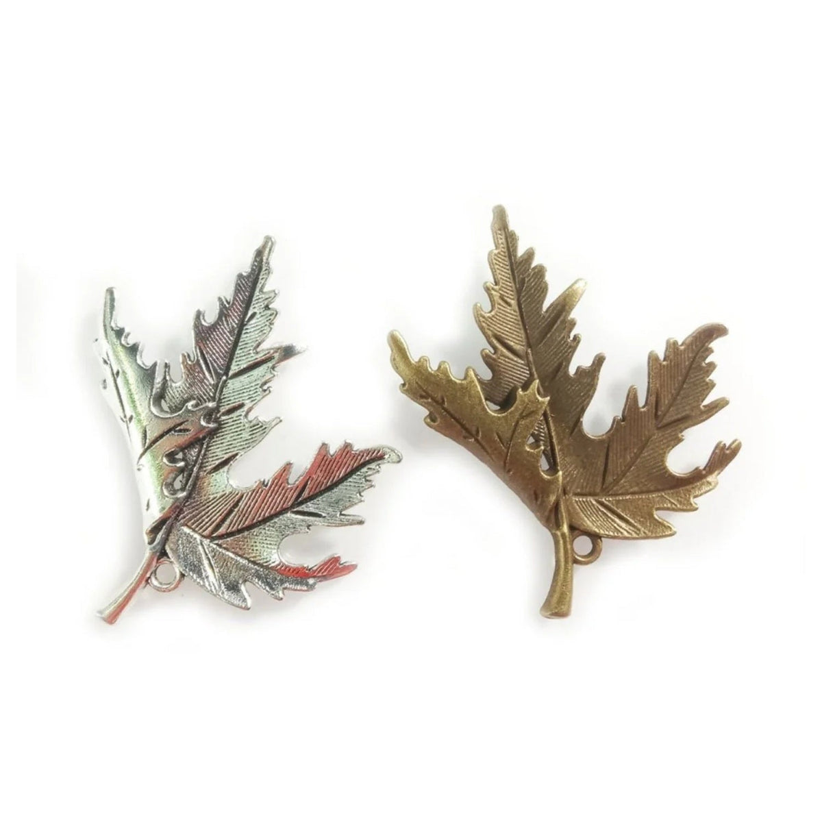 Maple Leaf Pendant Charm Necklace 55x45mm Antique Silver or Bronze – Mixed Colours