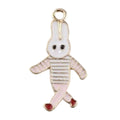 Enamel Rabbit Pendant – Pink/White Clothing, Red Shoes, 19mm, 2pcs