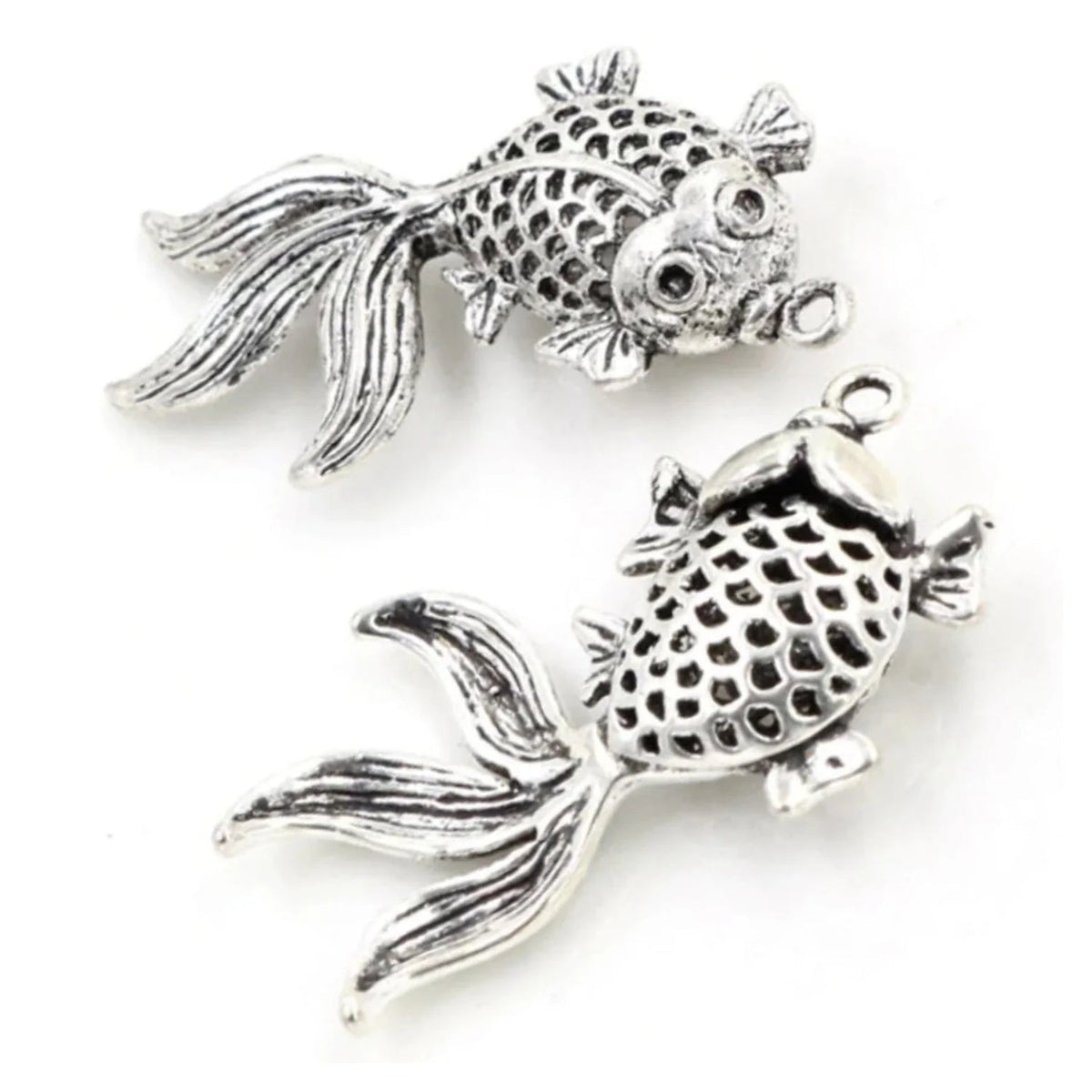 Fish Charms Pendant 2pcs Antique Silver Bronze Gold – 2pcs Silver