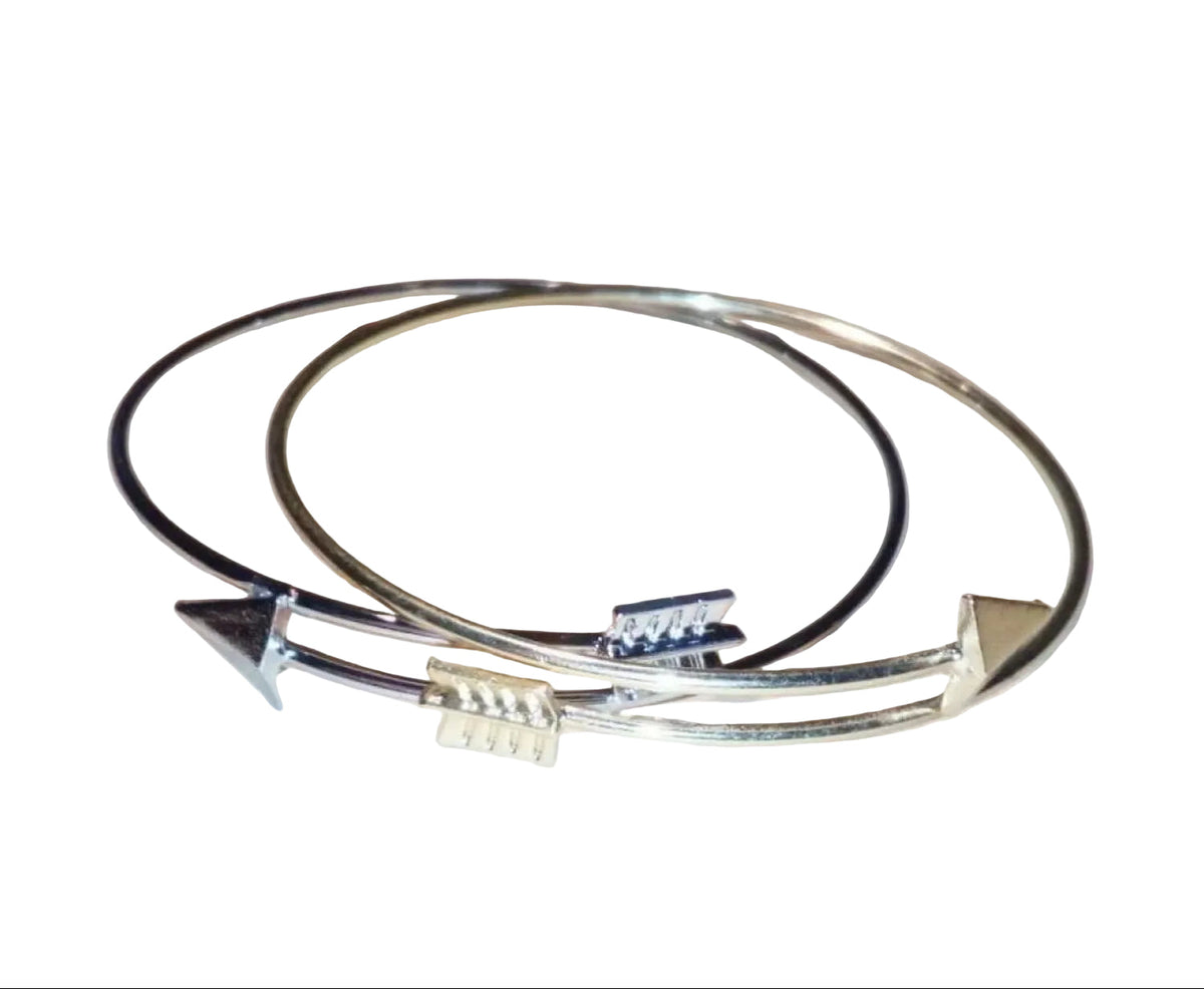 2pcs Gothic Punk Arrow Bangle Silver Gold Cuff Bracelets