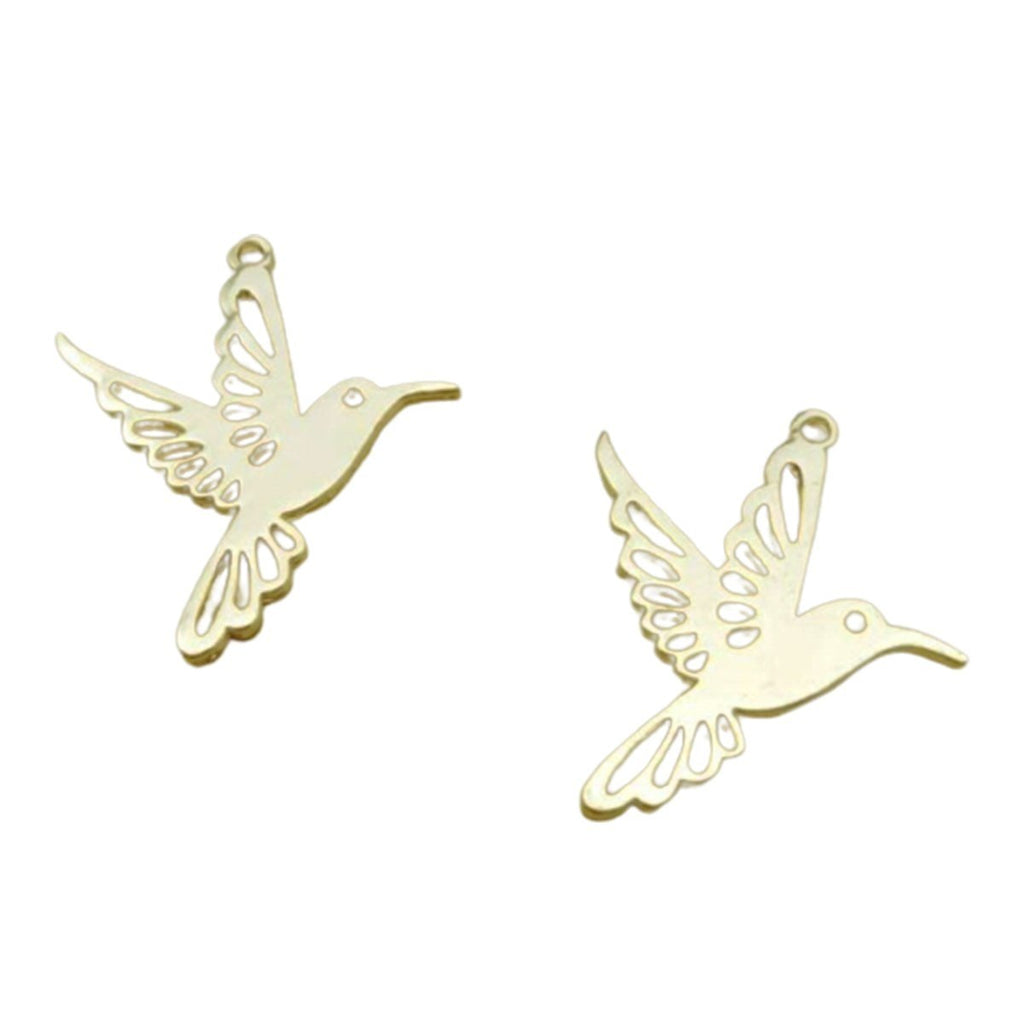 2pcs Hummingbird Charm 25x28mm Gold
