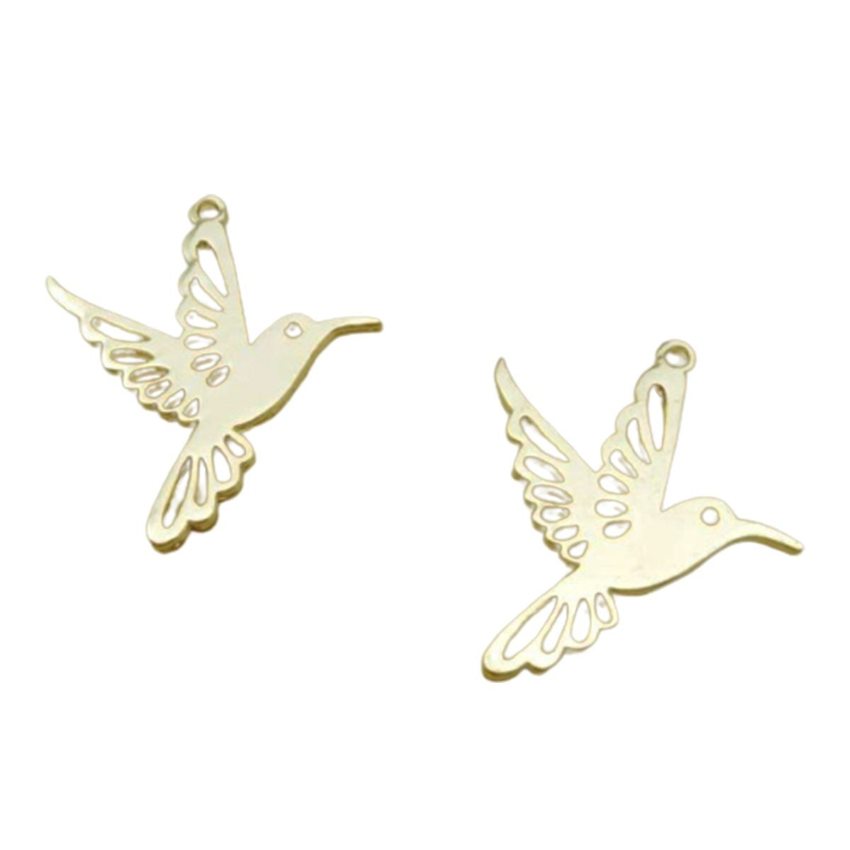 2pcs Hummingbird Charm 25x28mm Gold