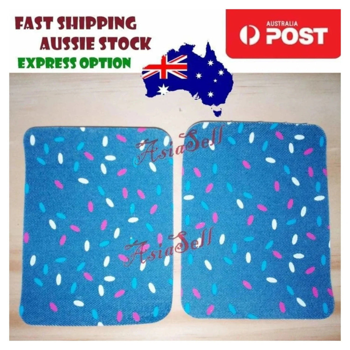 2pcs Iron-on Blue Black Patterned Clothing Patch – Spots