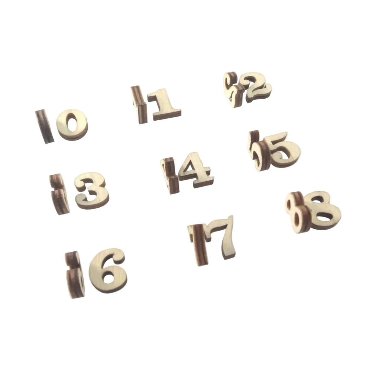 2pcs Mini Wooden Numbers 15mm High DIY Craft