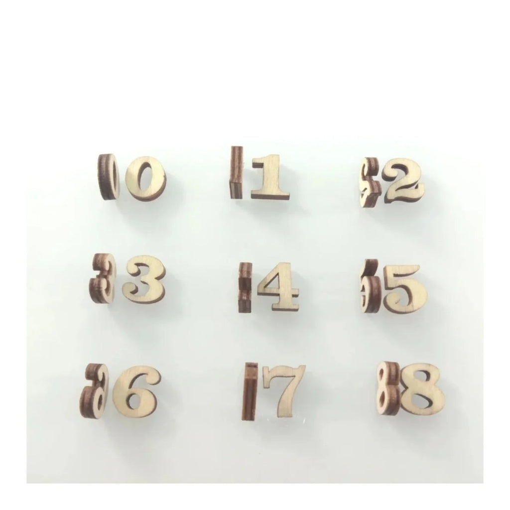 2pcs Mini Wooden Numbers 15mm High DIY Craft