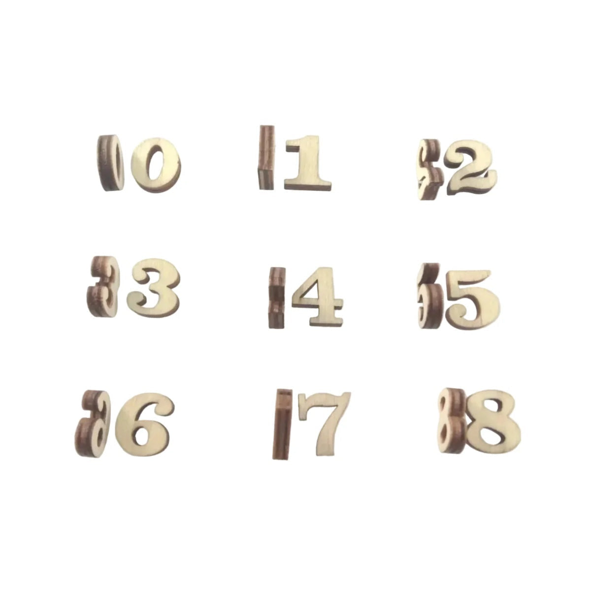 2pcs Mini Wooden Numbers 15mm High DIY Craft