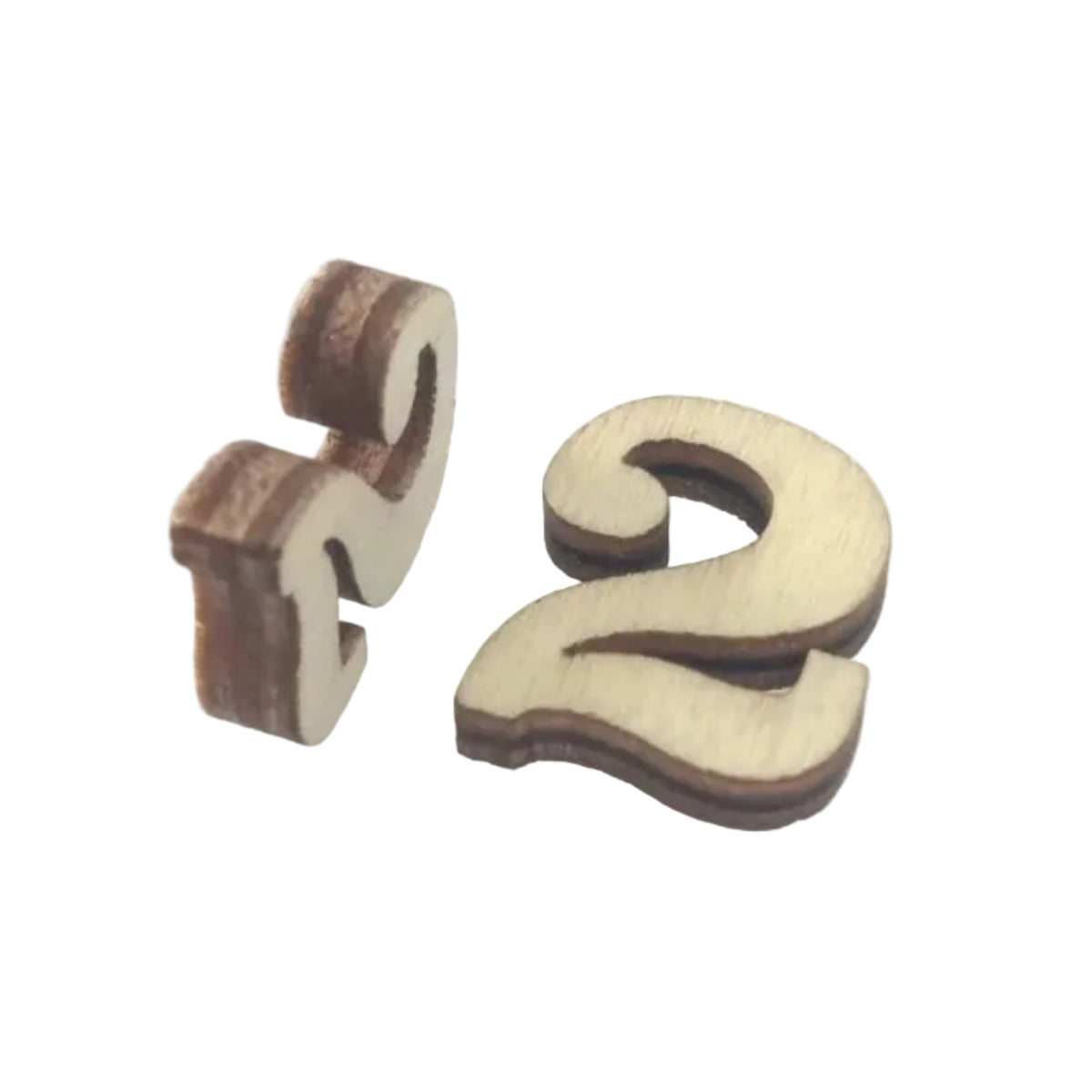 2pcs Mini Wooden Numbers 15mm High DIY Craft – 2pcs number 2