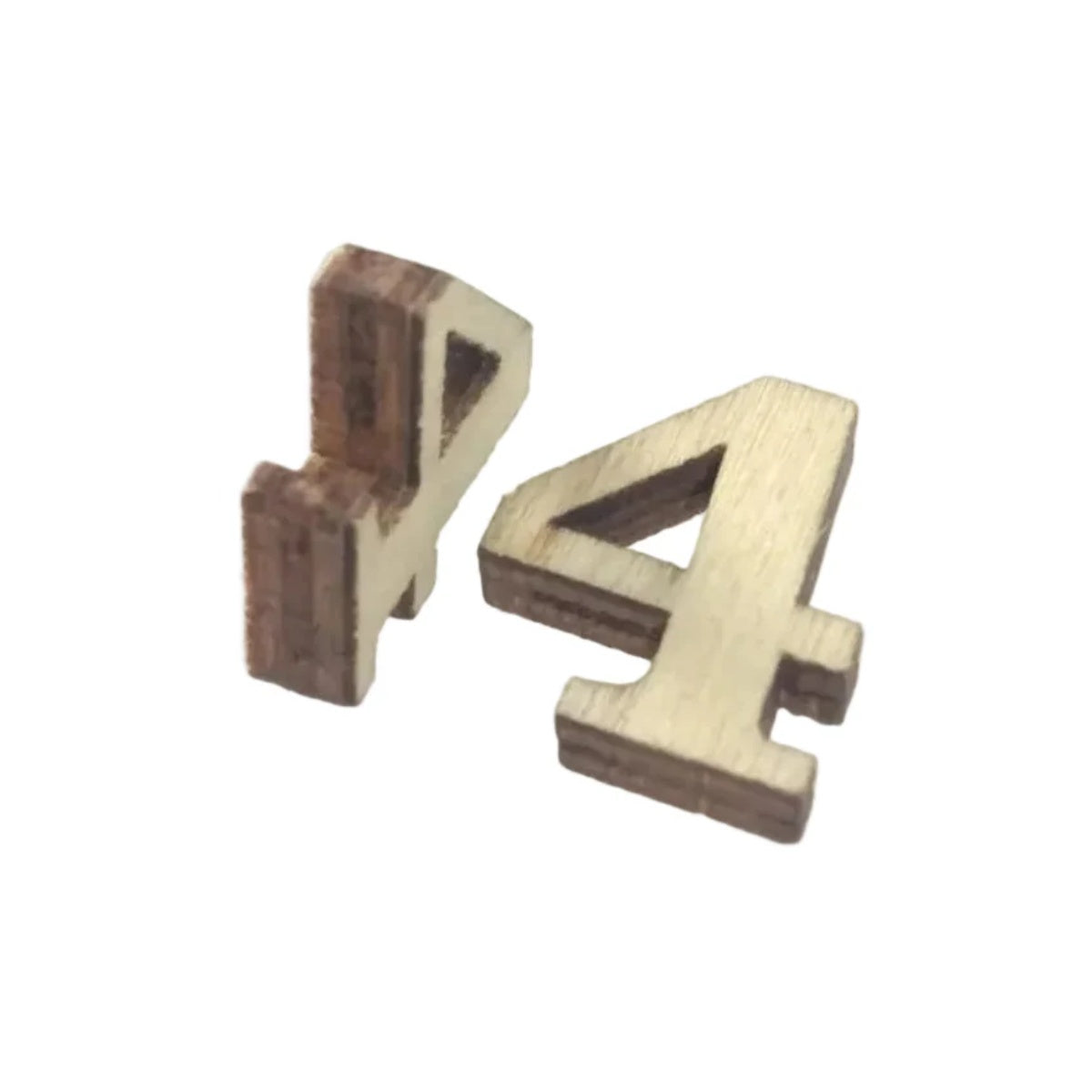 2pcs Mini Wooden Numbers 15mm High DIY Craft – 2pcs number 4
