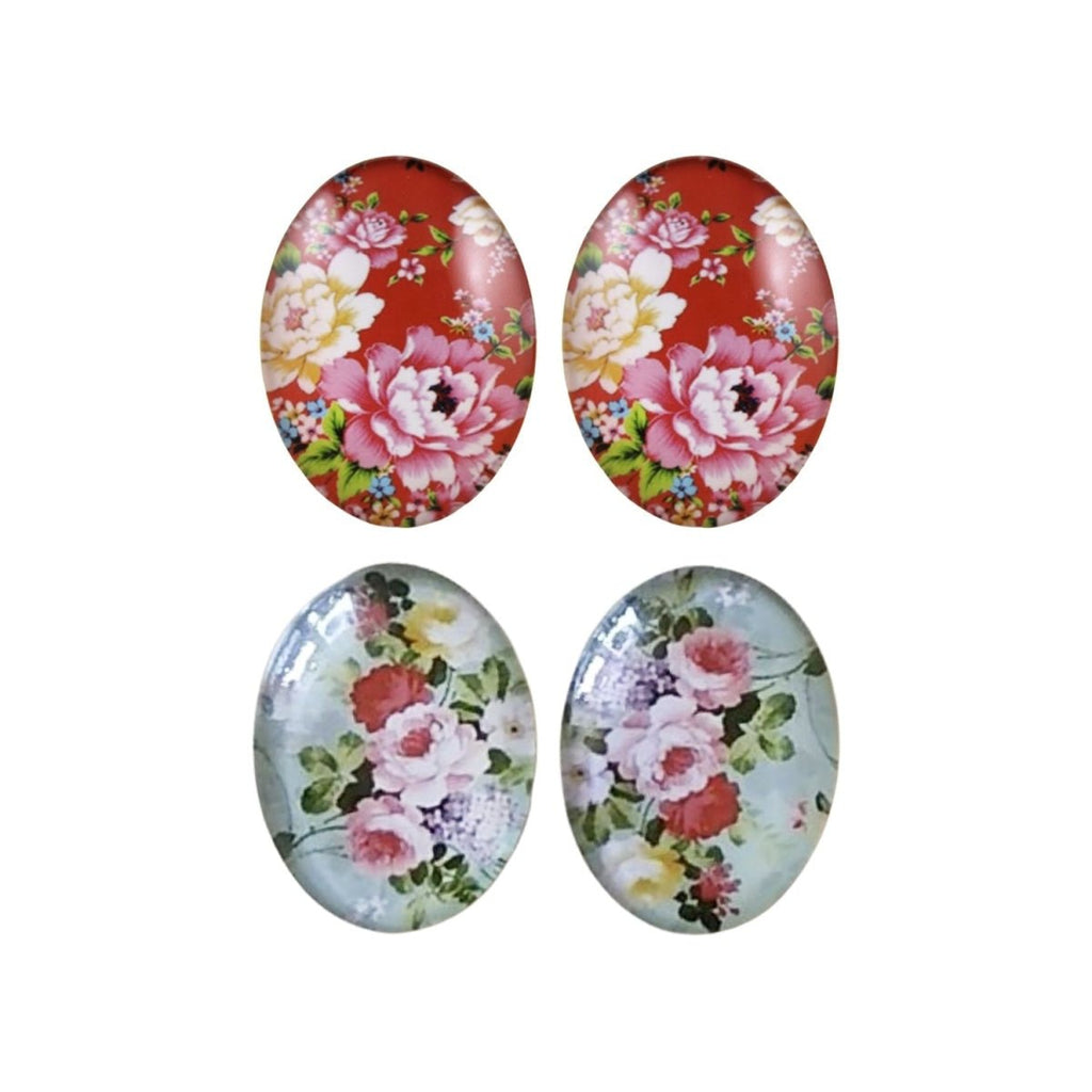 Photo Glass Cabochon Set 30x40mm Oriental Chinese Flatback Domed