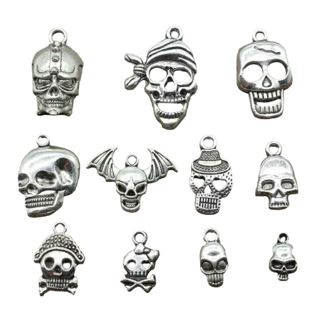 Skull Charms Antique Silver Colour – 2pcs Mixed Sizes