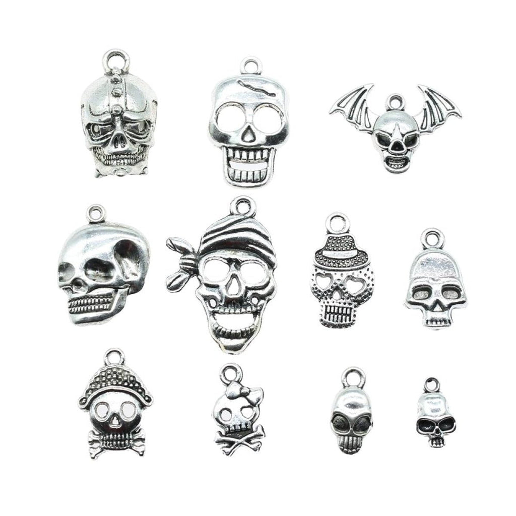 Skull Charms Antique Silver Colour – 2pcs Mixed Sizes