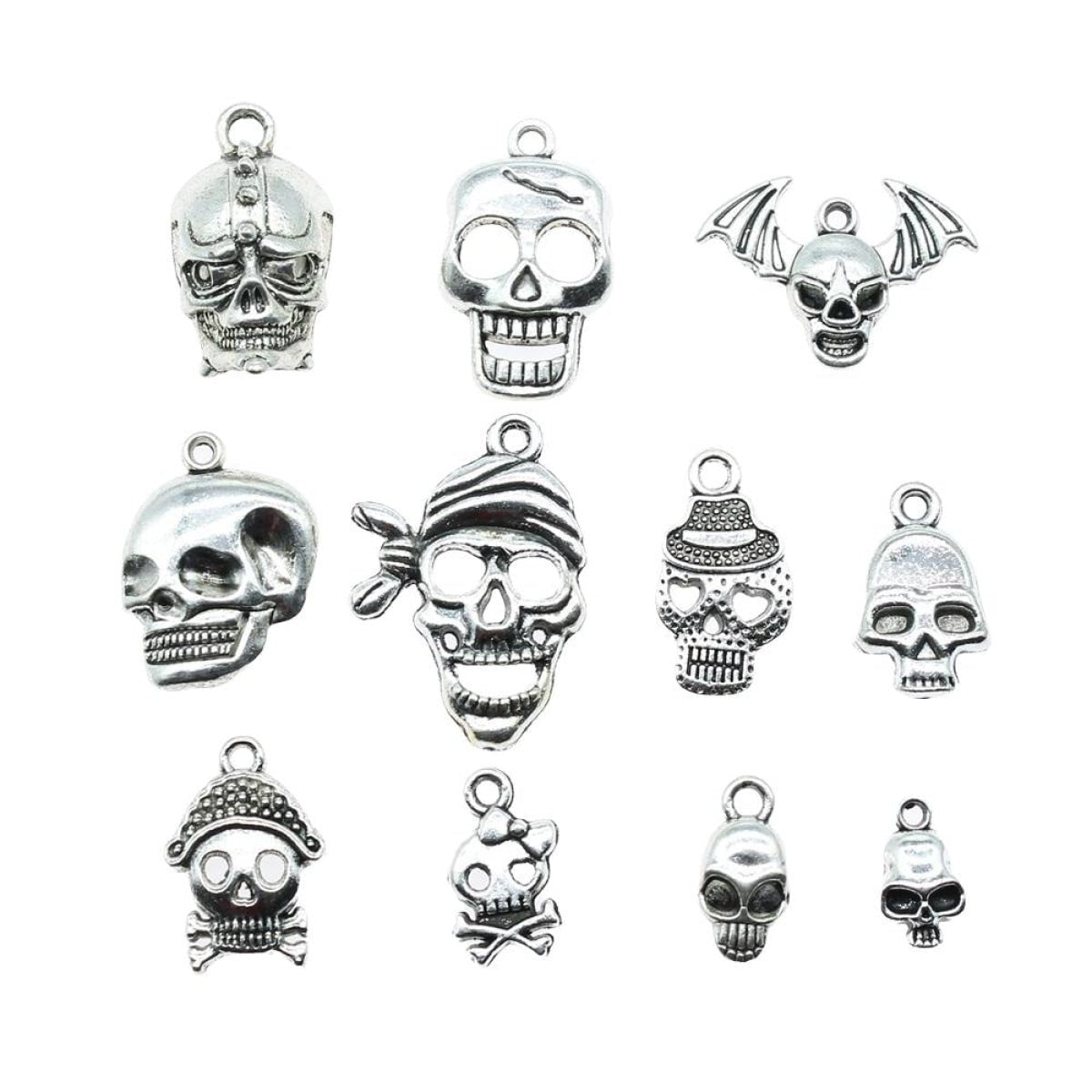 Skull Charms Antique Silver Colour – 2pcs Mixed Sizes