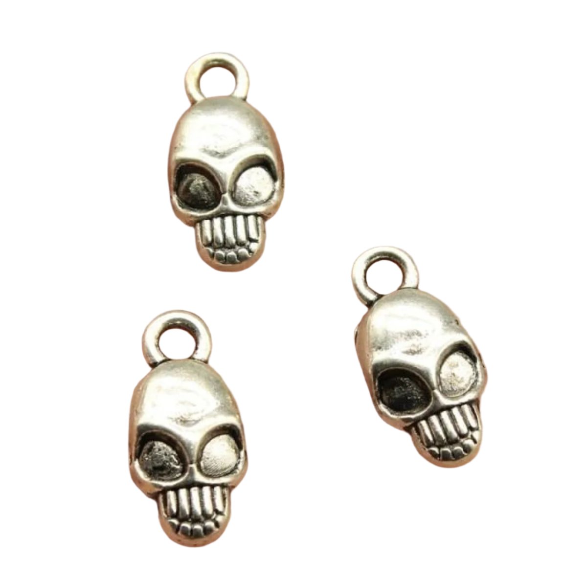 Skull Charms Antique Silver Colour – 2pcs Mixed Sizes – D