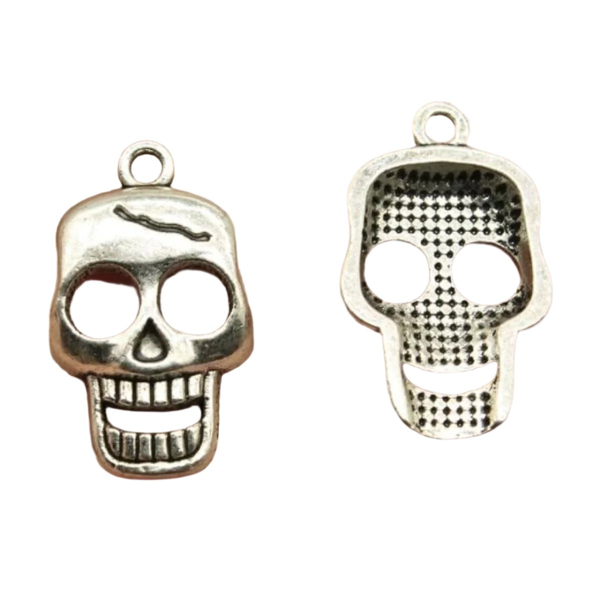 Skull Charms Antique Silver Colour – 2pcs Mixed Sizes – G