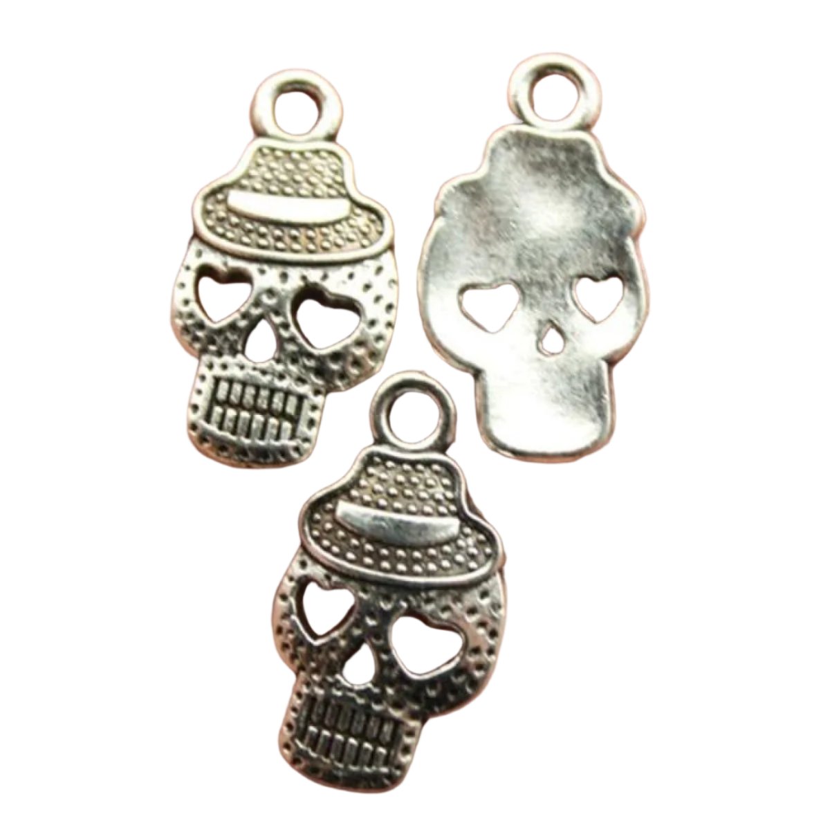 Skull Charms Antique Silver Colour – 2pcs Mixed Sizes – H