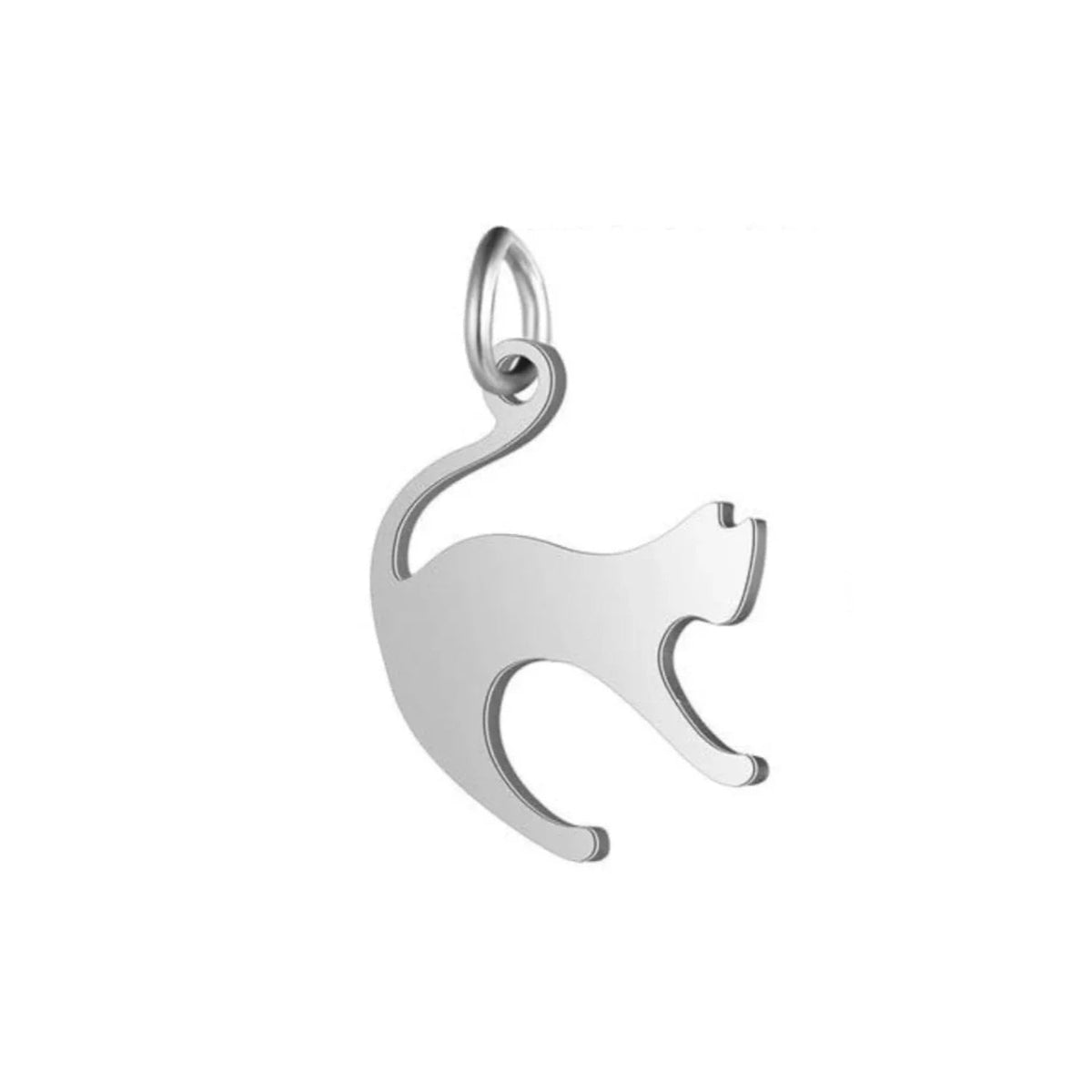 2pcs Stainless Steel Charms Om Dog Paw Cat Elephant Teddy Lotus Heart – Cat 2 14.5x21mm