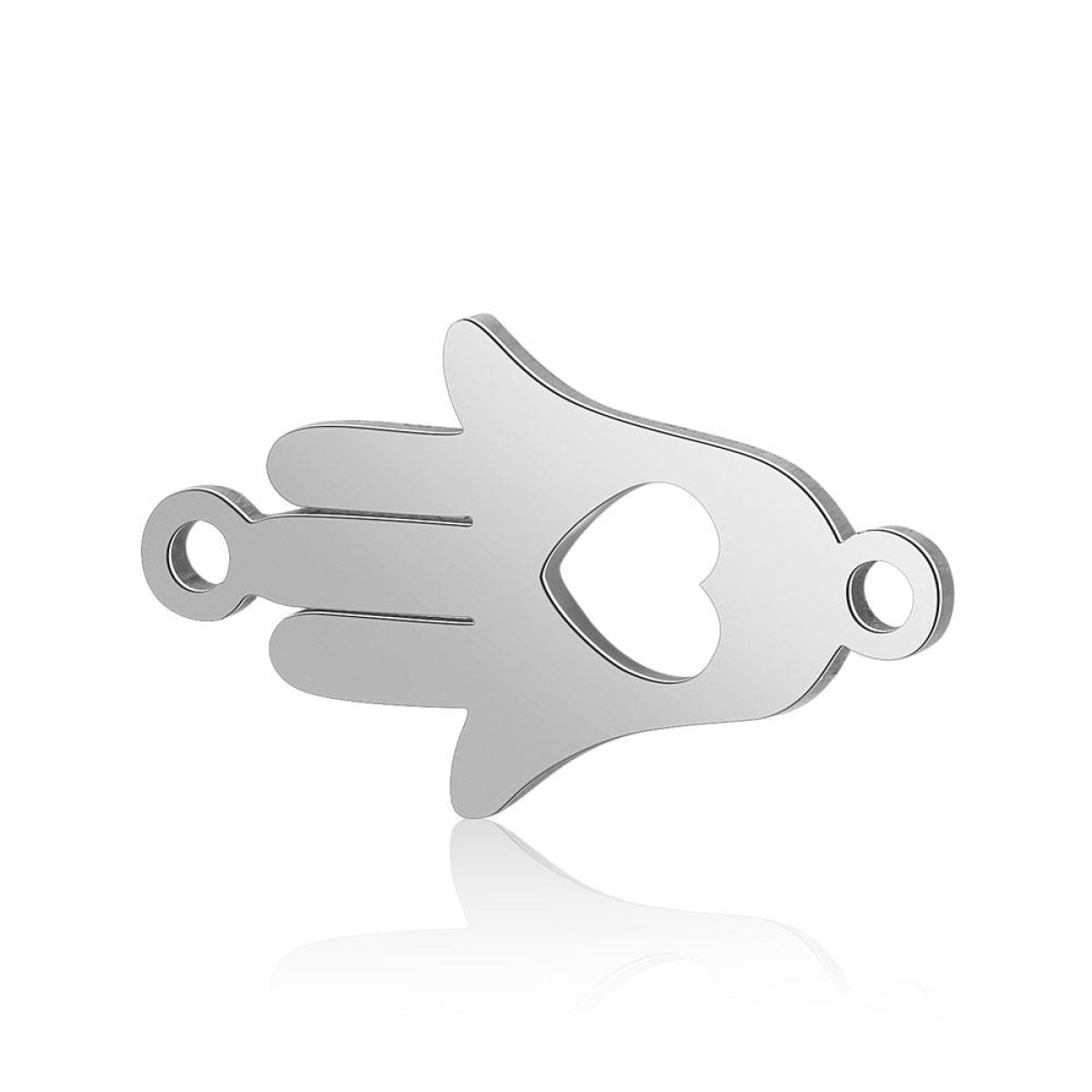 2pcs Stainless Steel Charms Om Dog Paw Cat Elephant Teddy Lotus Heart – Hand 2-Holes 10x15.5mm