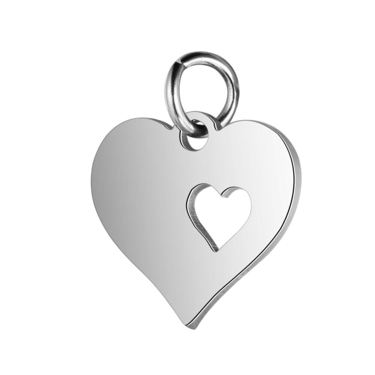 2pcs Stainless Steel Charms Om Dog Paw Cat Elephant Teddy Lotus Heart – Heart 13x16mm