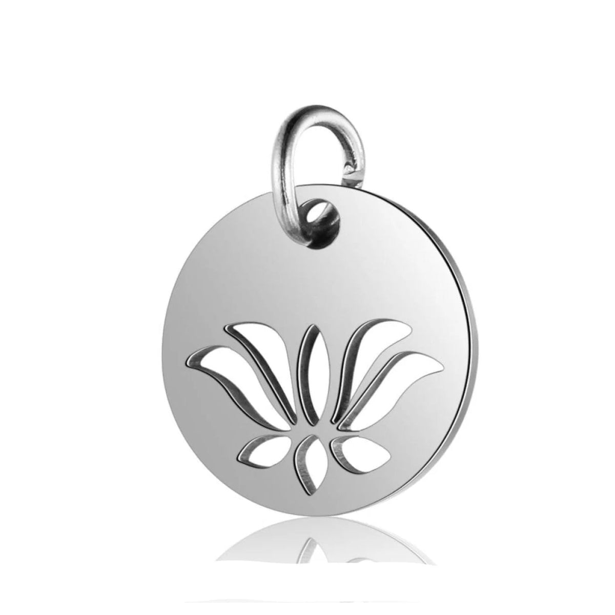 2pcs Stainless Steel Charms Om Dog Paw Cat Elephant Teddy Lotus Heart – Lotus 12x17mm