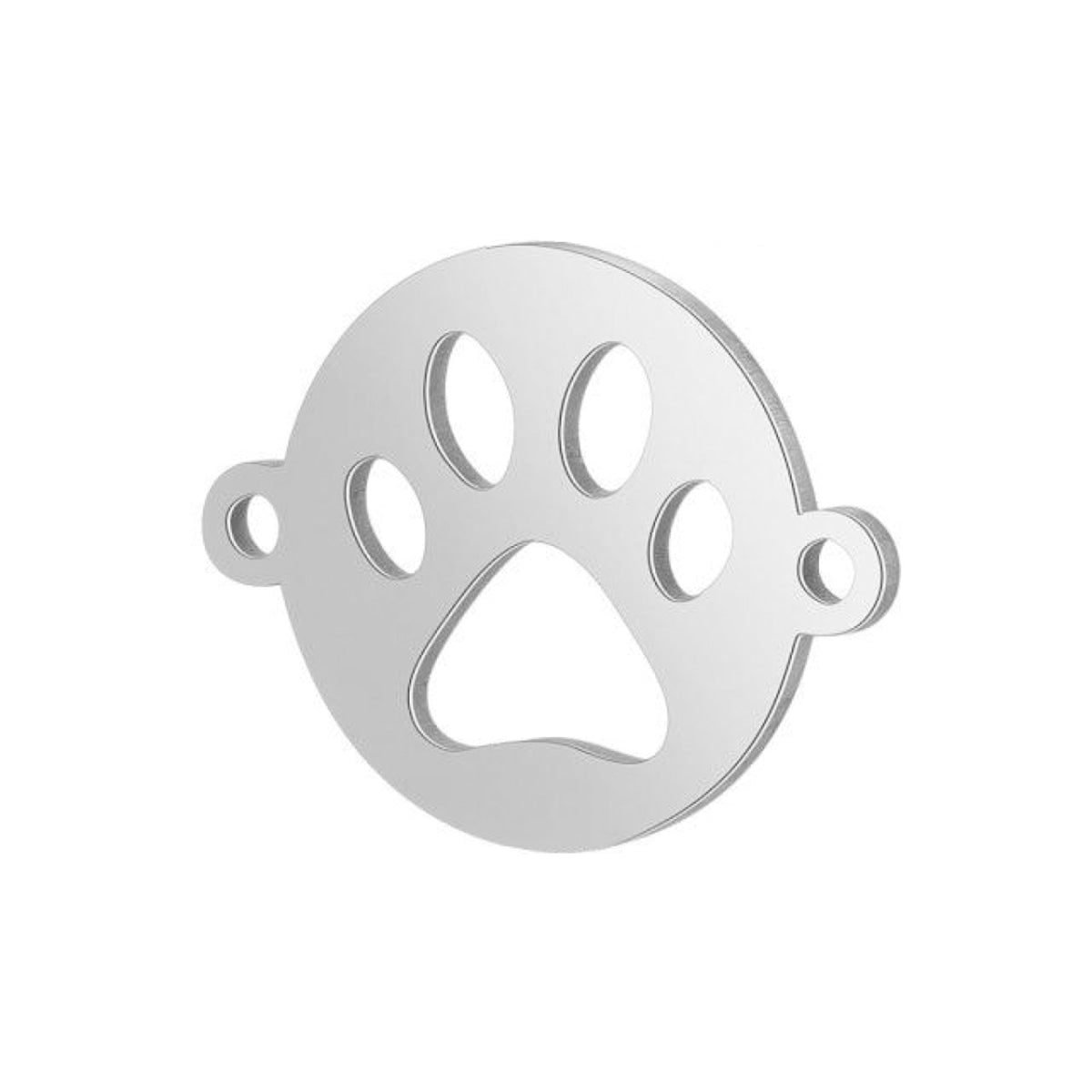 2pcs Stainless Steel Charms Om Dog Paw Cat Elephant Teddy Lotus Heart – Paw 2-Holes 12x15.5mm