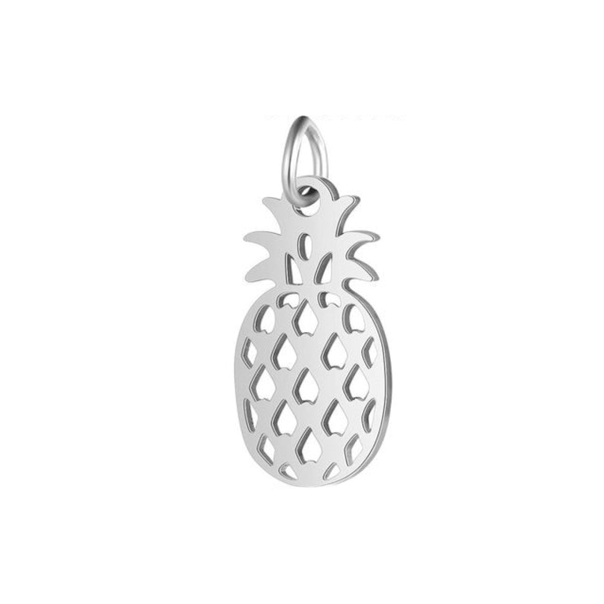 2pcs Stainless Steel Charms Om Dog Paw Cat Elephant Teddy Lotus Heart – Pineapple 9x21mm
