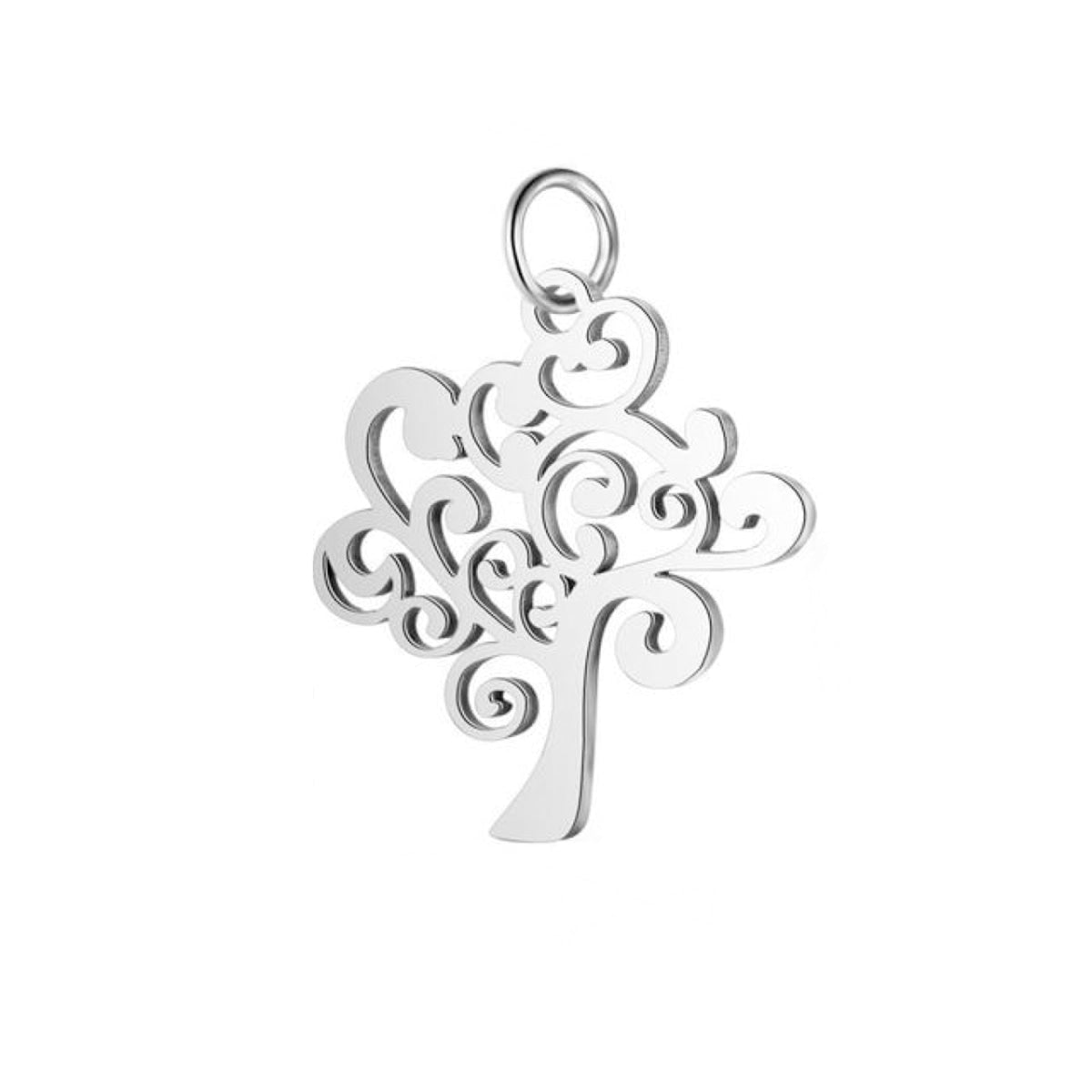 2pcs Stainless Steel Charms Om Dog Paw Cat Elephant Teddy Lotus Heart – Tree 15x15.5mm, Tree 2 19.5x24mm