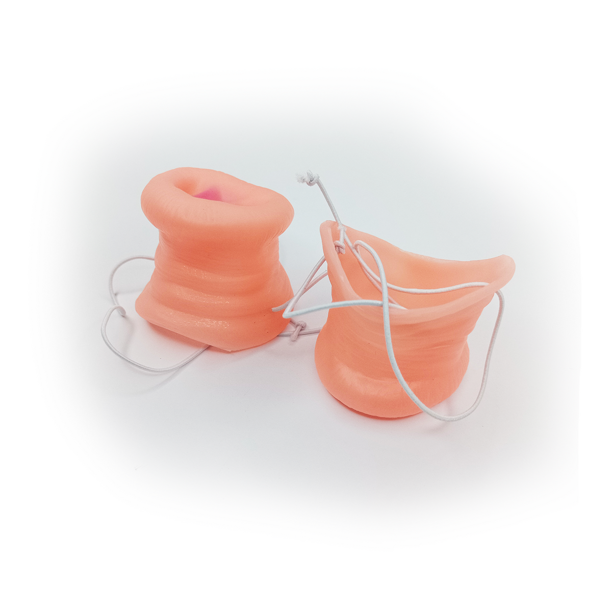 Pig Nose Band Costume Rubber Snout – 2pcs – Pair of pink silicone earbud cases on a white background