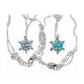 Purple Blue Glass Crystal Pendant Necklace (2pcs) – Silver