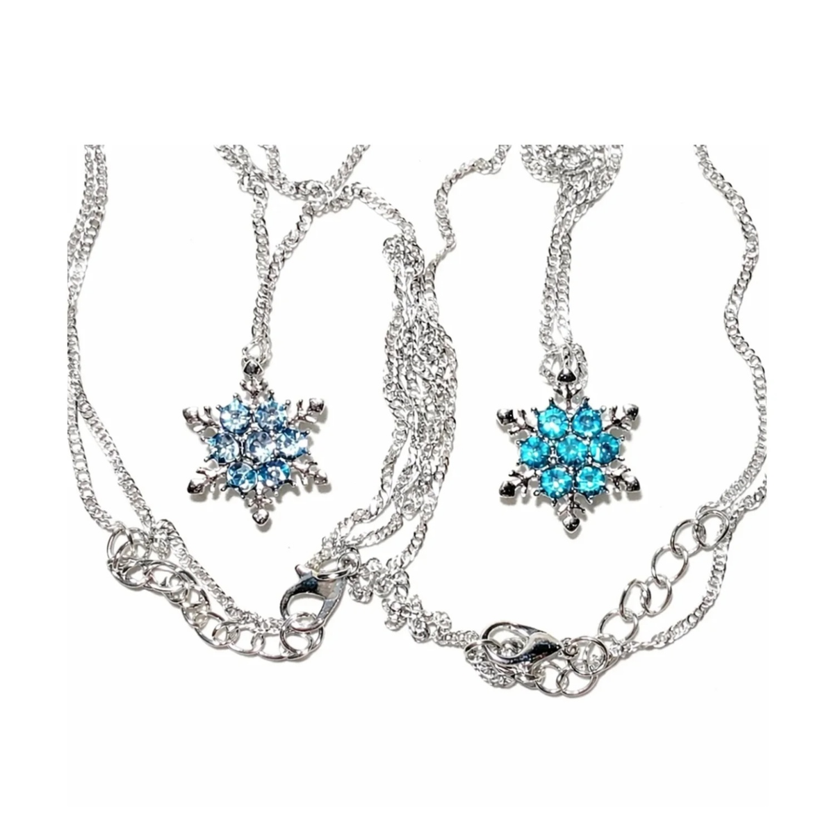 Purple Blue Glass Crystal Pendant Necklace (2pcs) – Silver