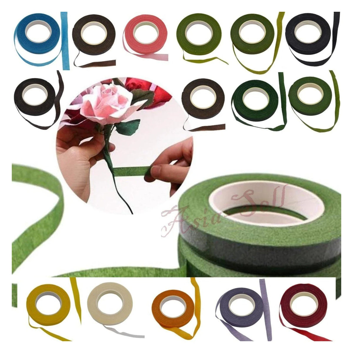 30m Green Bouquet Floral Stem Stretch Tape