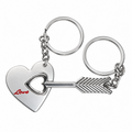 30mm Couples Arrow Heart Key Chains Silver Pair