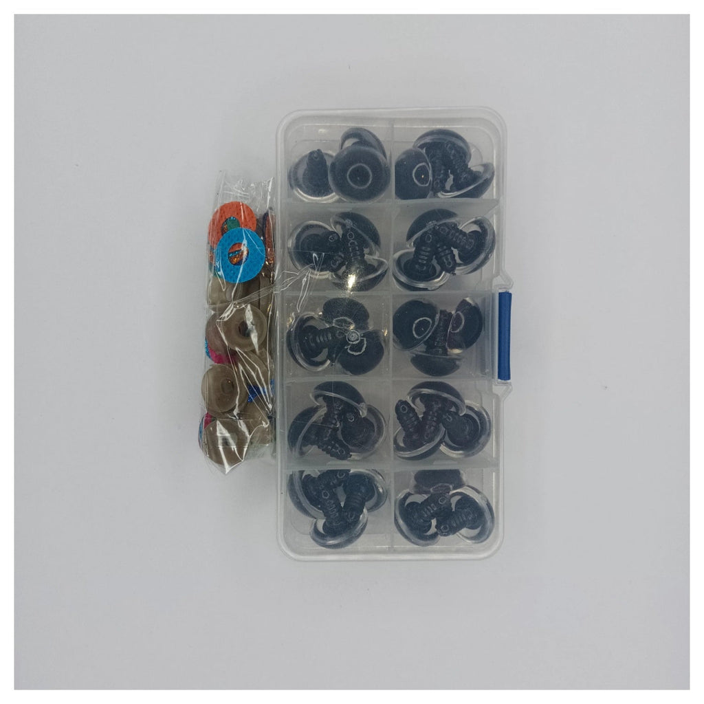 30pcs 18mm Glitter Coloured Safety Screw Eyes with Backings