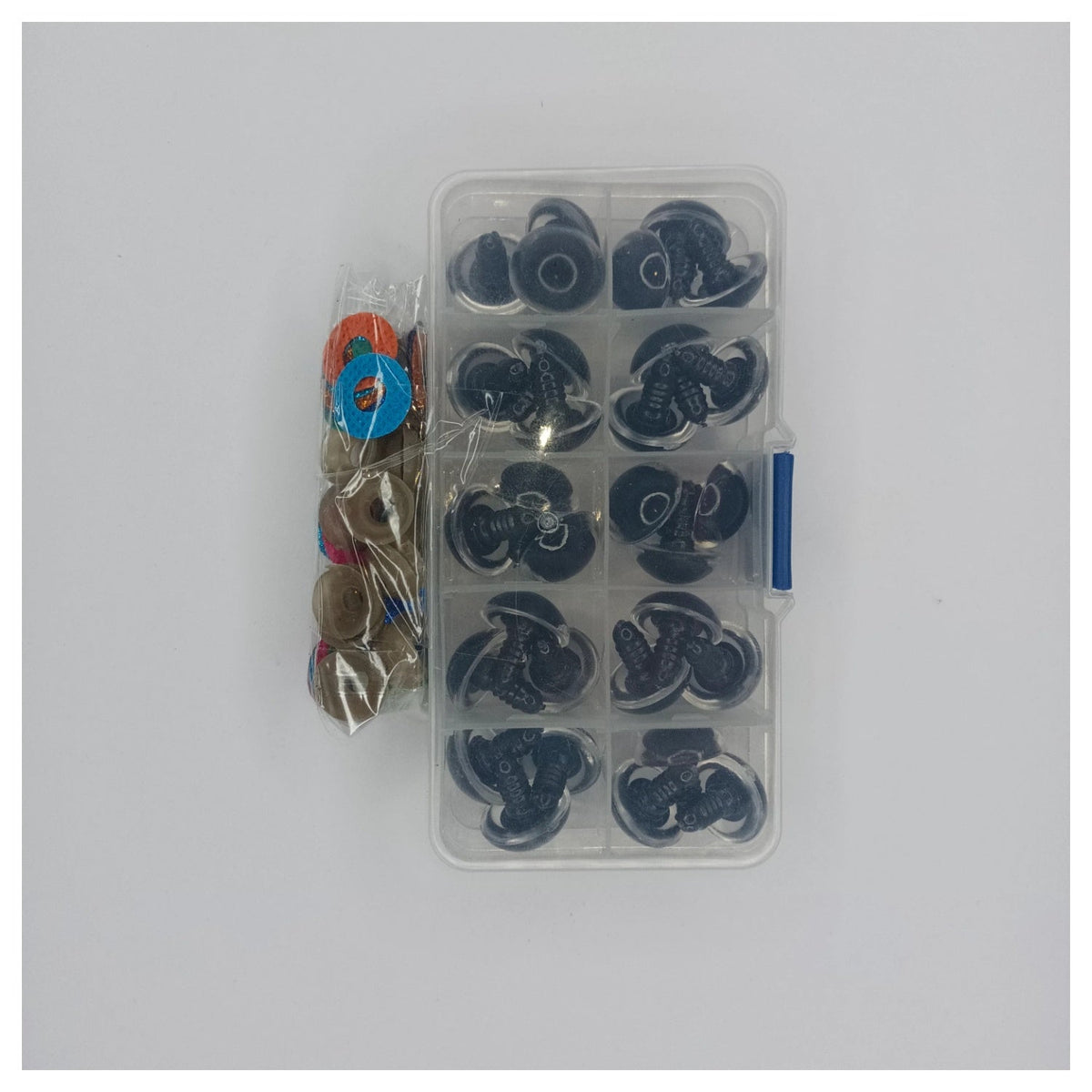 30pcs 18mm Glitter Coloured Safety Screw Eyes with Backings