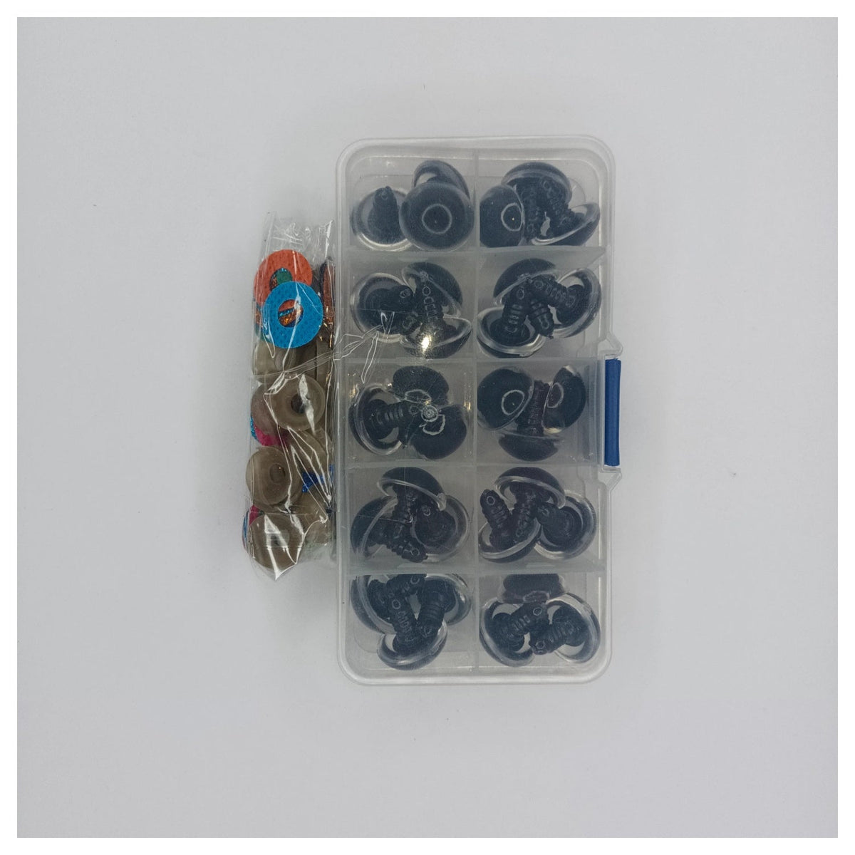 30pcs 18mm Glitter Coloured Safety Screw Eyes with Backings