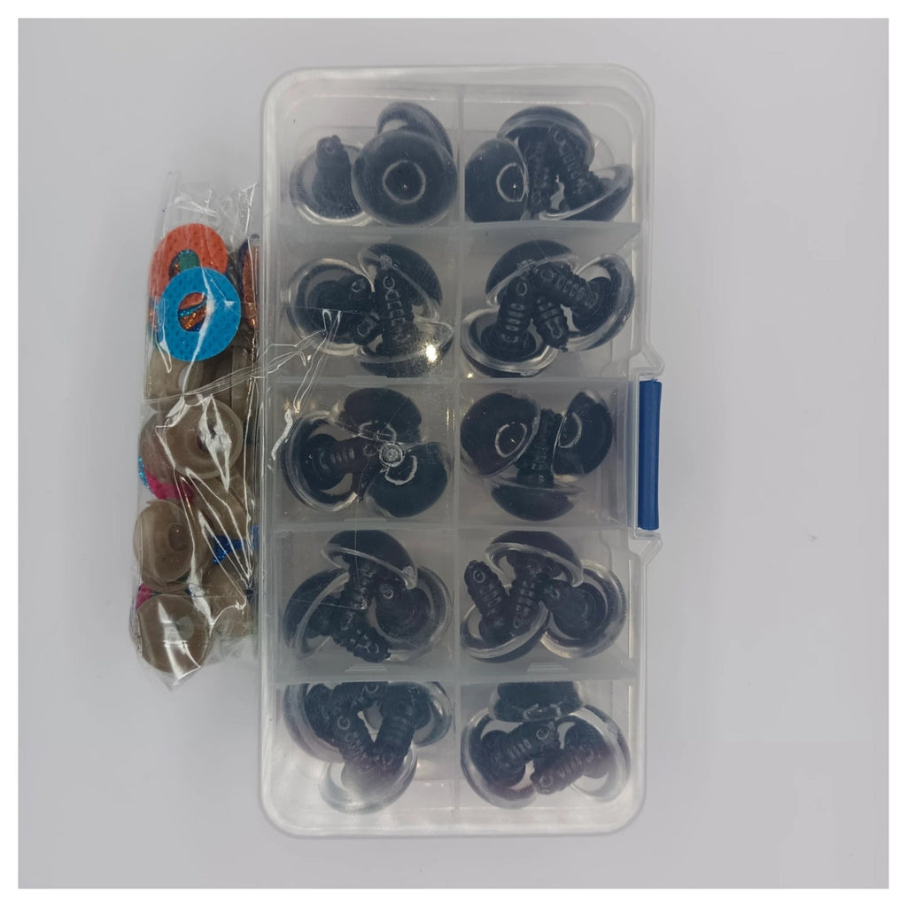 30pcs 18mm Glitter Coloured Safety Screw Eyes with Backings