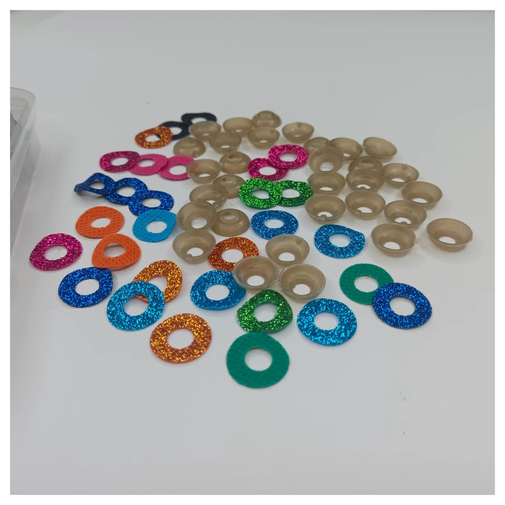 30pcs 18mm Glitter Coloured Safety Screw Eyes with Backings