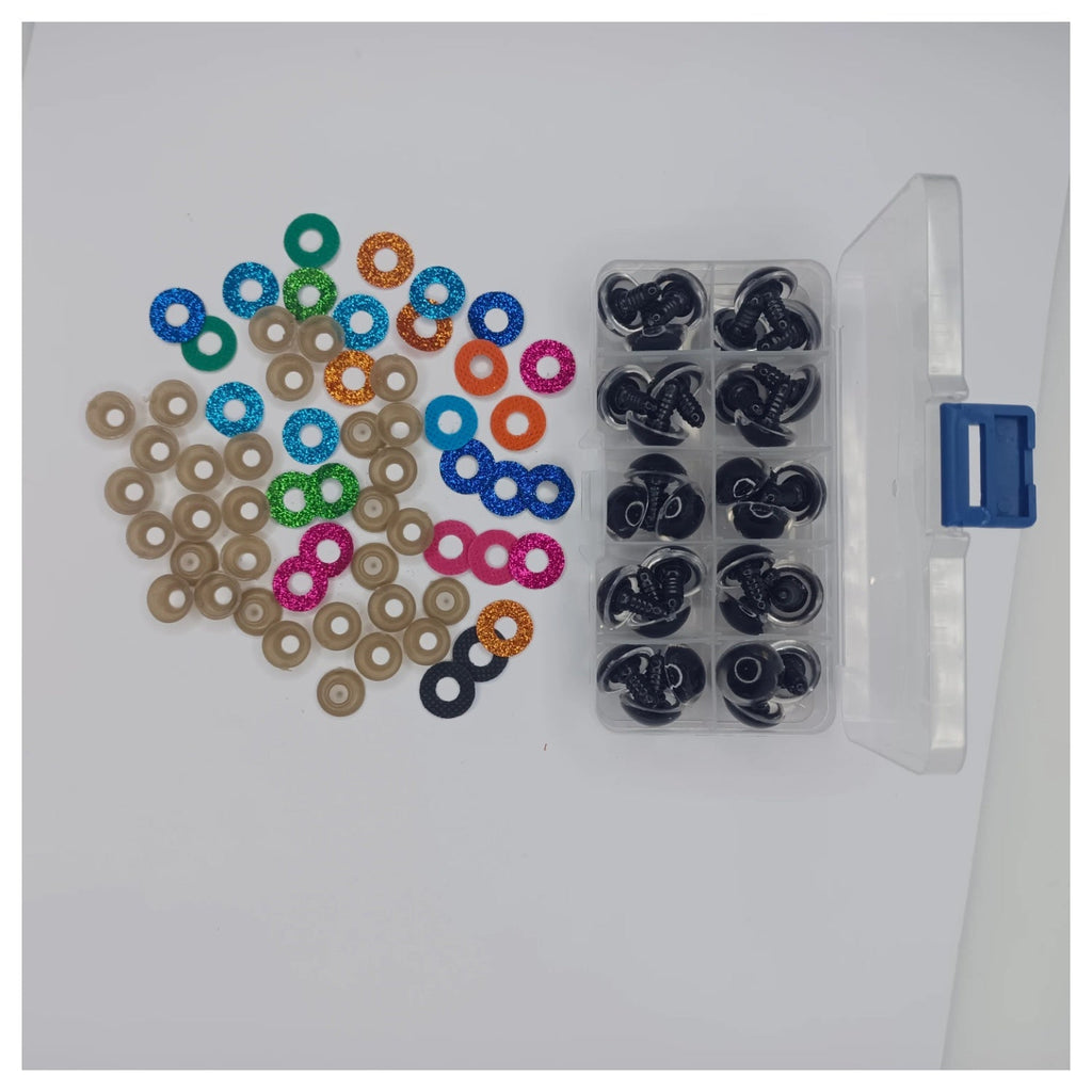 30pcs 18mm Glitter Coloured Safety Screw Eyes with Backings