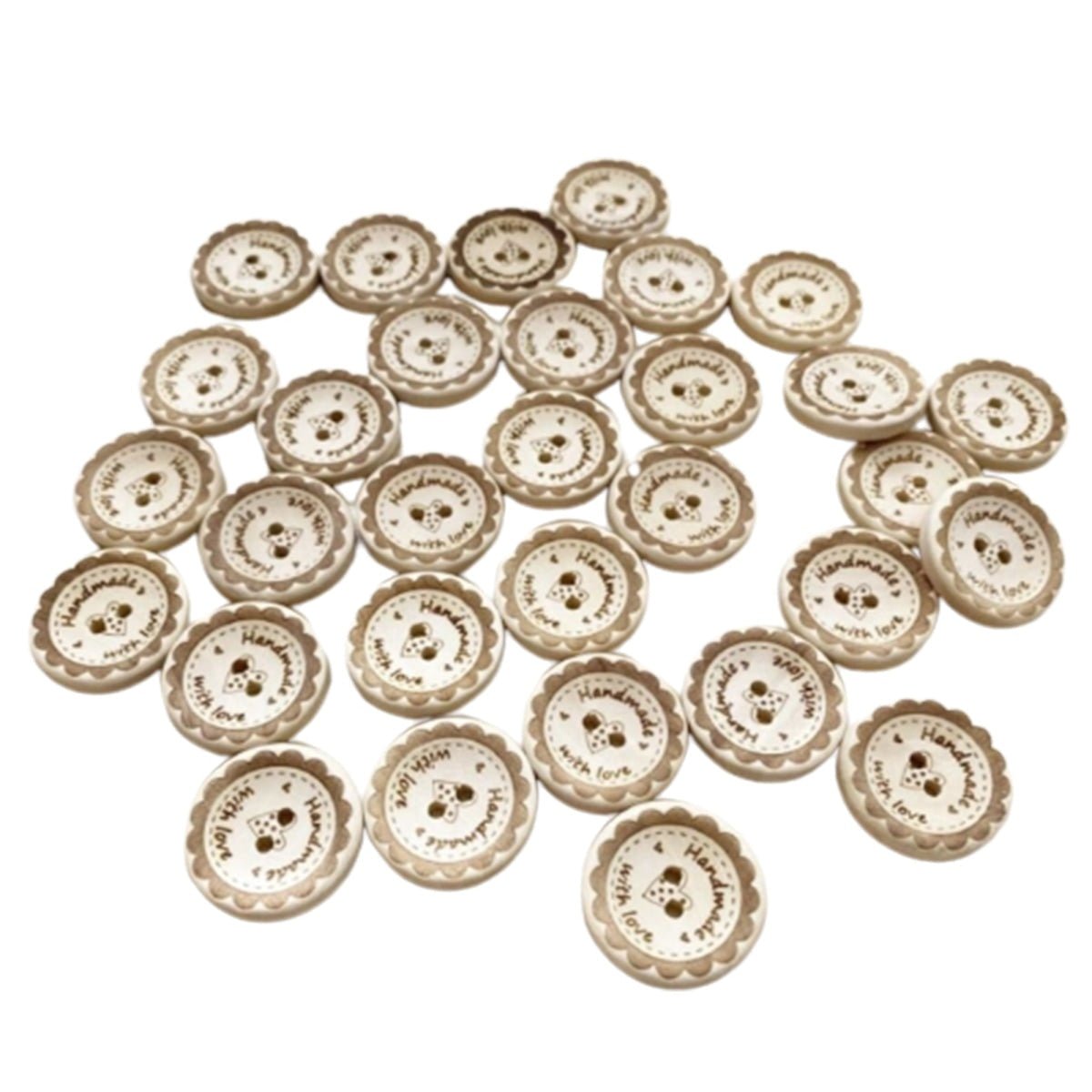30pcs 25mm Wooden Buttons Round 2-Hole