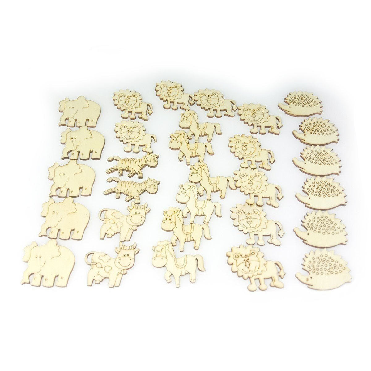 30pcs 40-45mm Land Animals Wooden DIY Craft Wood Scrapbooking Set