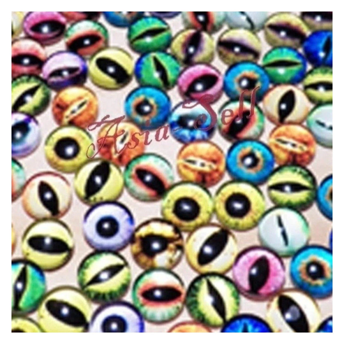 30pcs Round 12mm Glass Eyes Dragon Lizard Frog Eyeballs - A - Asia Sell
