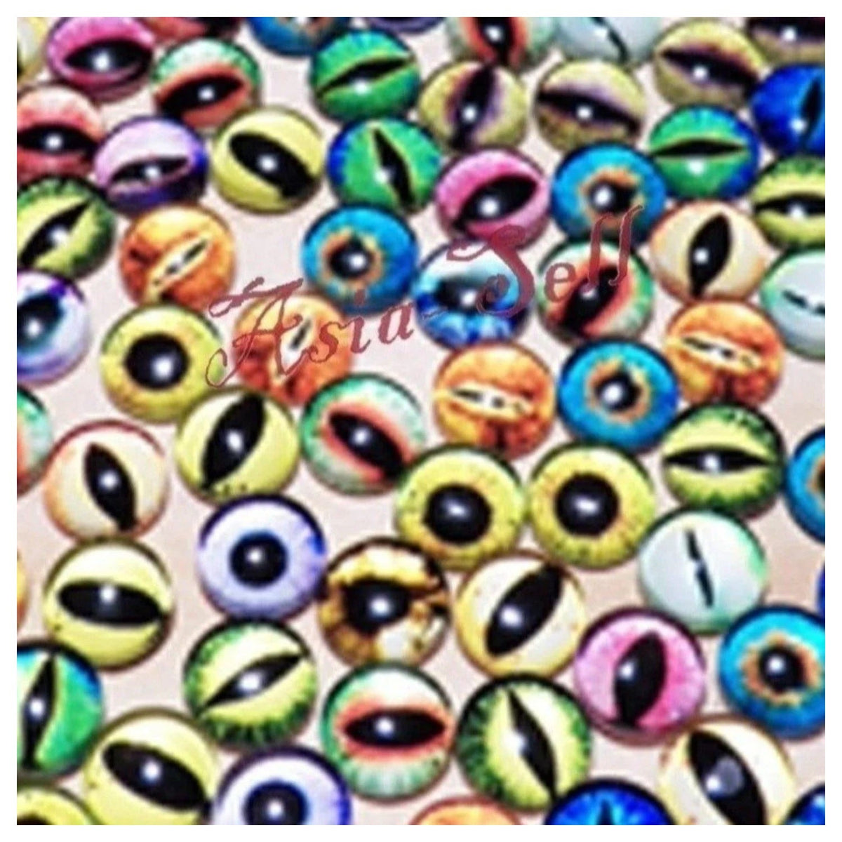 30pcs Round 12mm Glass Eyes Dragon Lizard Frog Eyeballs Mixed Colours - - Asia Sell