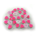 30pcs Heart Shaped Clothing Buttons 11mm Layered Pink Green 2-Hole – Colorful heart-shaped buttons on a white background
