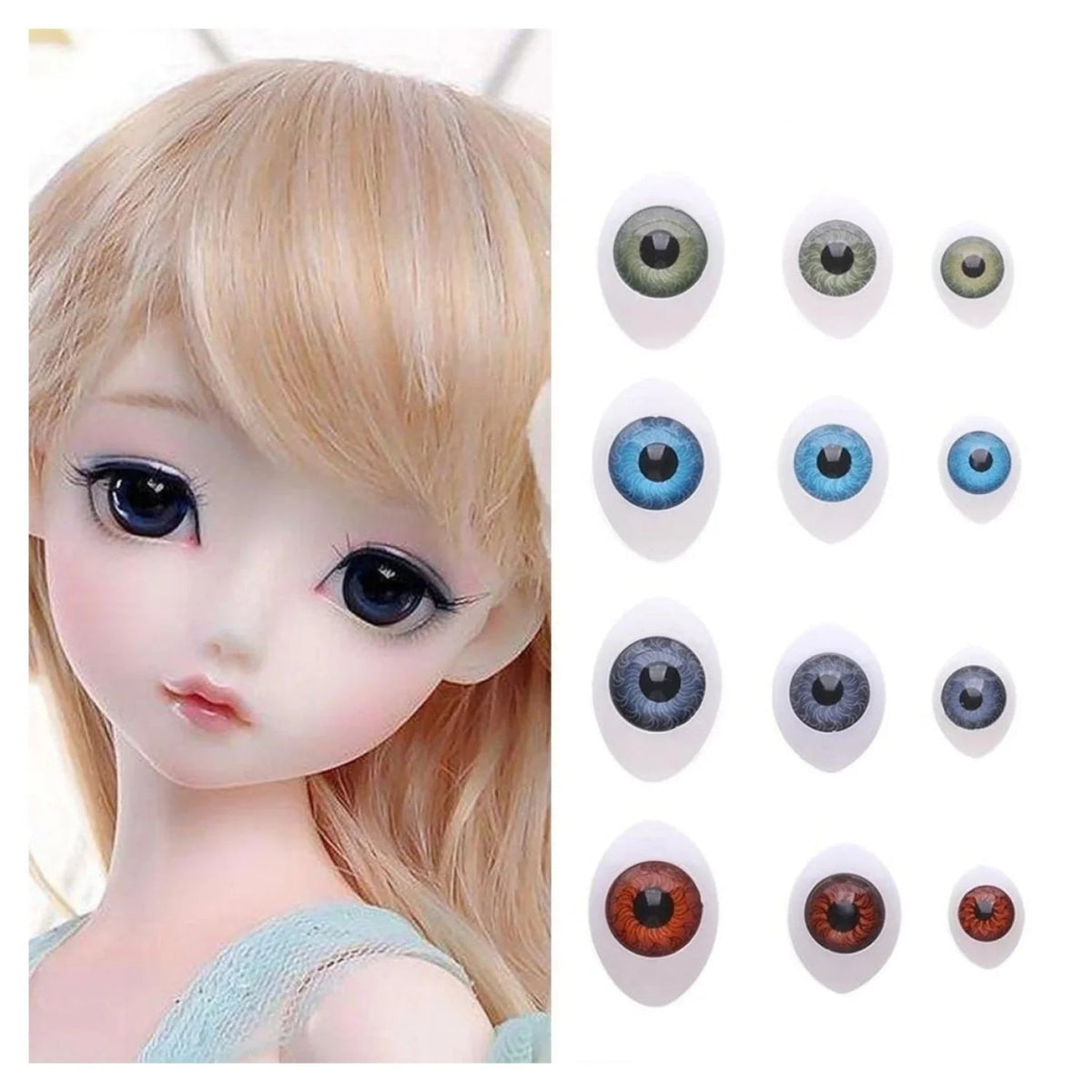 Oval Plastic Doll Eyes for DIY Toys – 32 or 40 pcs