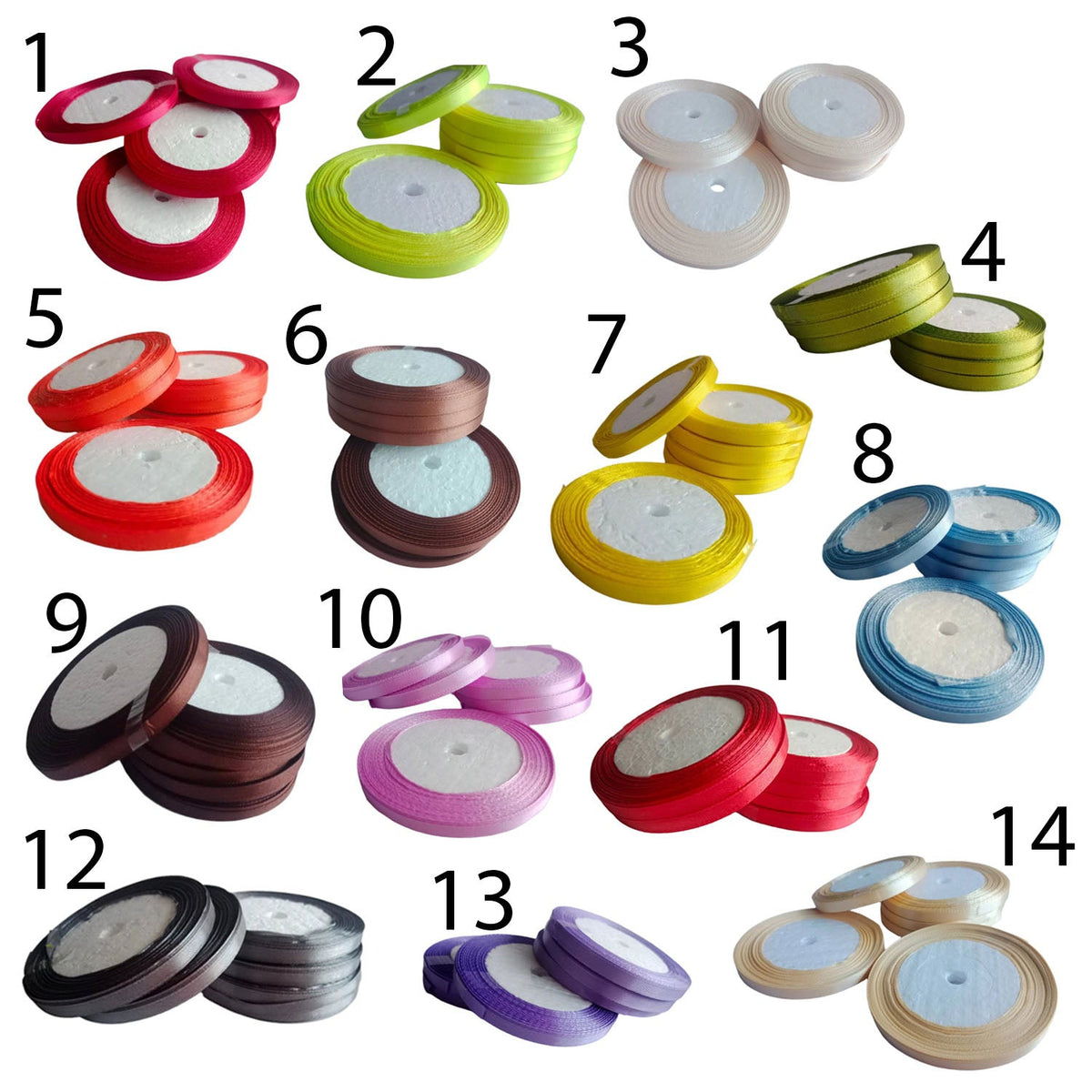 22m 6mm Polyester Ribbon for Crafts – Multiple Colours – 1. Wine / 1 roll, 1. Wine / 3 rolls, 2. Fluorescent Yellow / 1 roll, 2. Fluorescent Yellow / 3 rolls, 3. Beige / 1 roll, 3. Beige / 3 rolls, 4. Army Green / 1 roll, 4. Army Green / 3 rolls, 5.