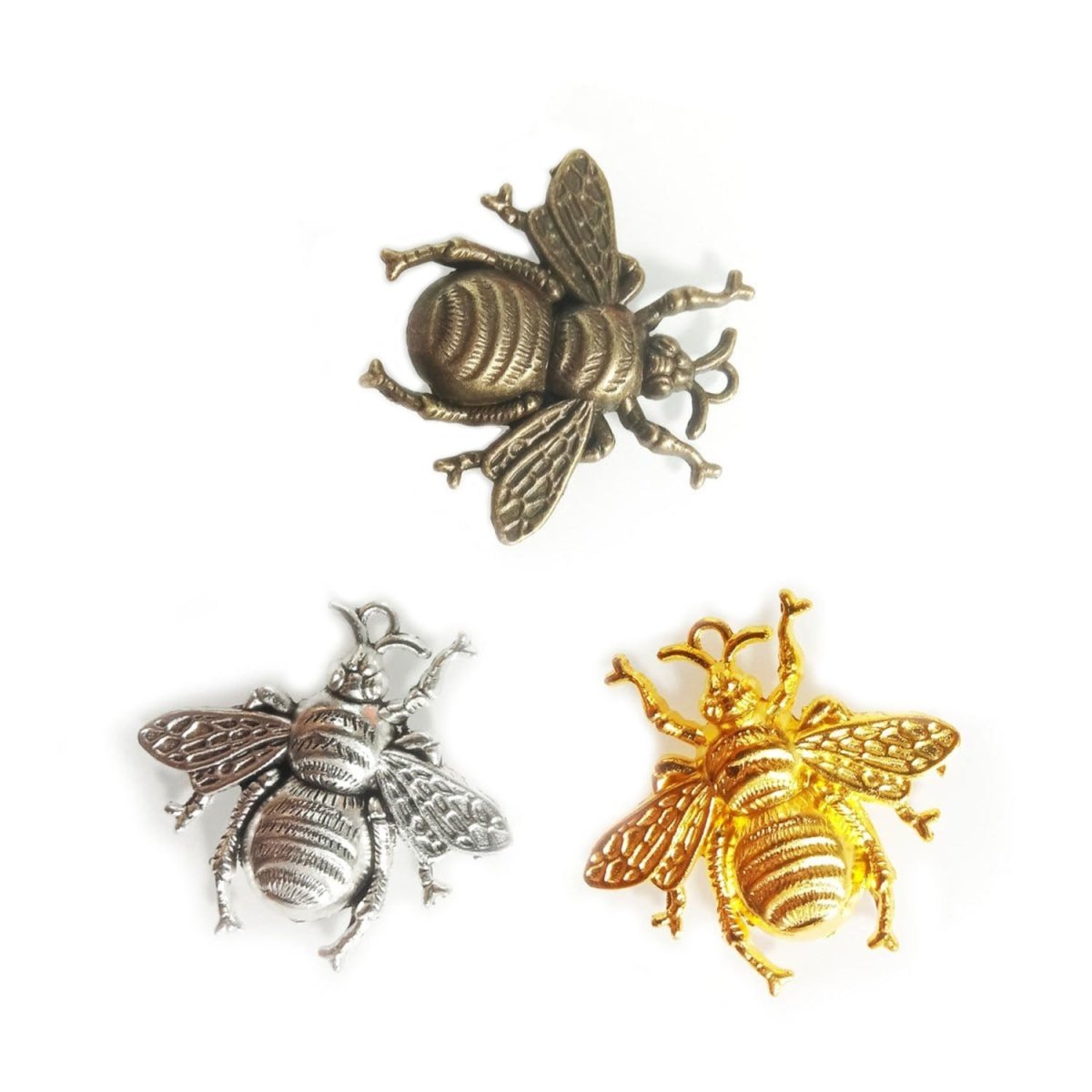 3pcs 40mm Gold Antique Silver Bronze Queen Bee Pendant Charm – Bronze Silver Gold (1ea)