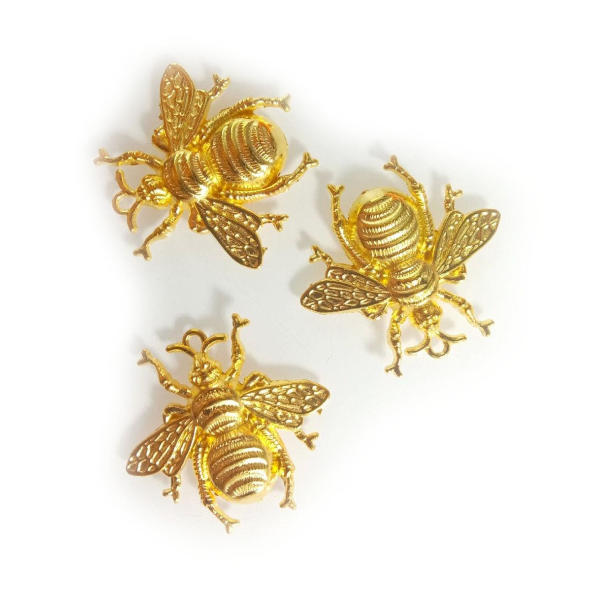 3pcs 40mm Gold Antique Silver Bronze Queen Bee Pendant Charm – Gold