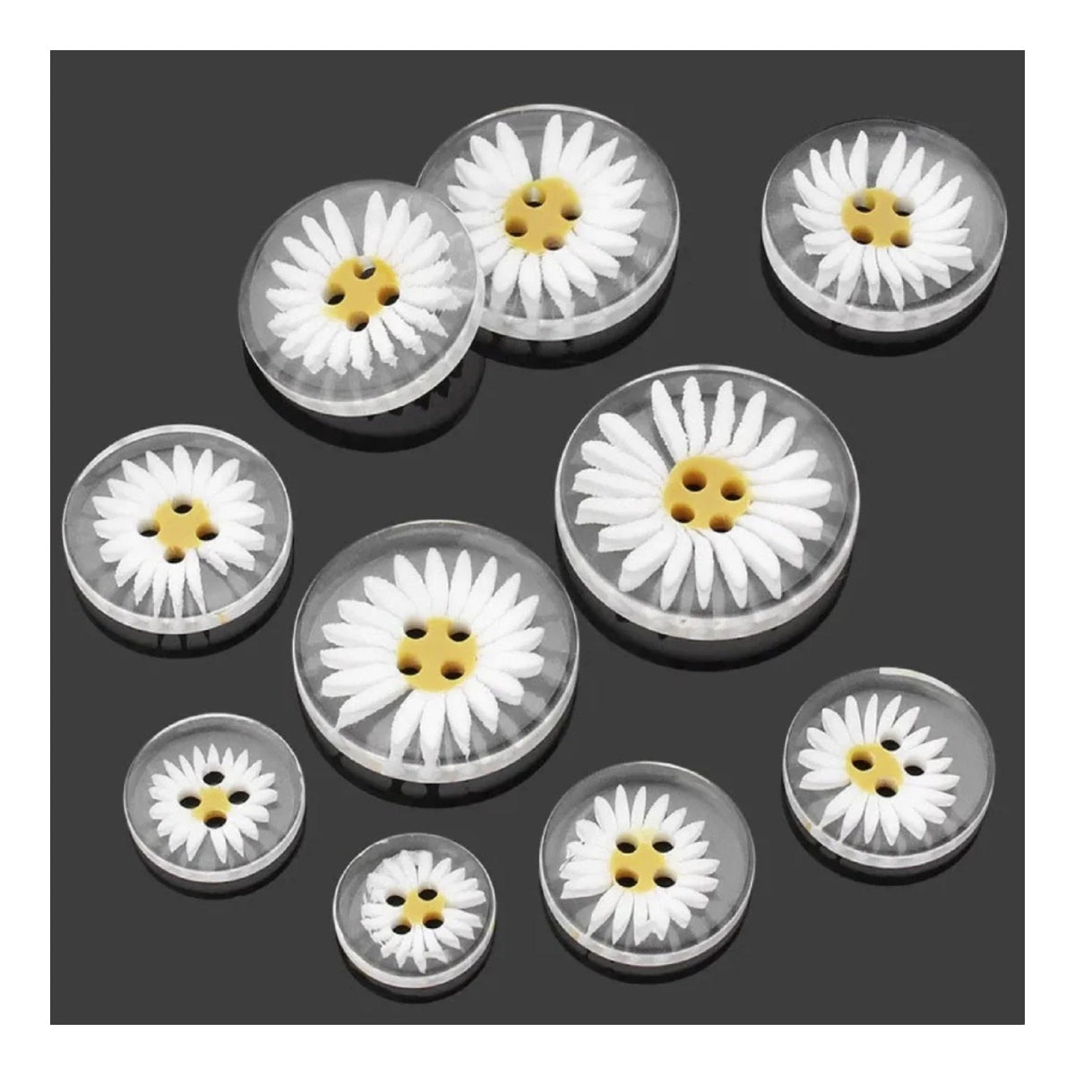 4 Hole Daisy Resin Clothing Buttons 11mm-30mm – 10pcs / 30mm