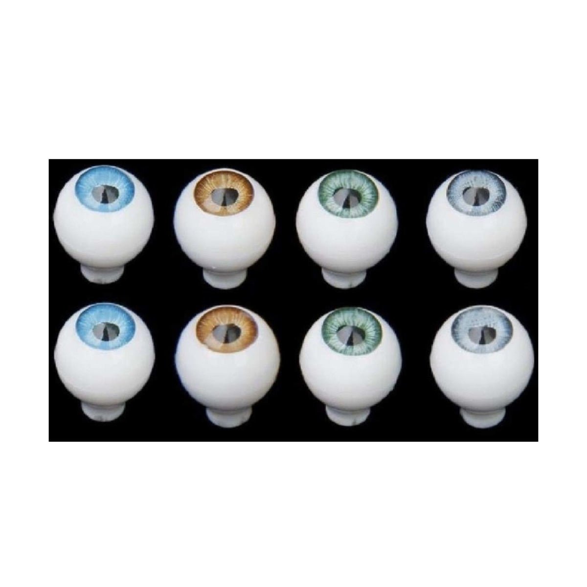 4 Pairs 10mm Doll Eyes Blue Brown Green Grey