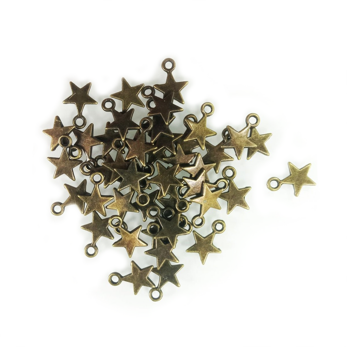 40pcs 11x8mm Bronze Gold Silver Colour Tiny Star Charm Loop Pendant – Bronze